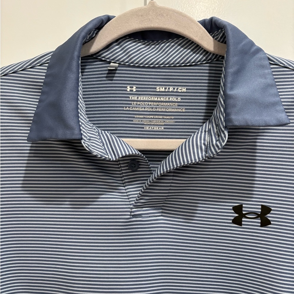 Under Armour Men's Blue Striped Performance Polo Shirt